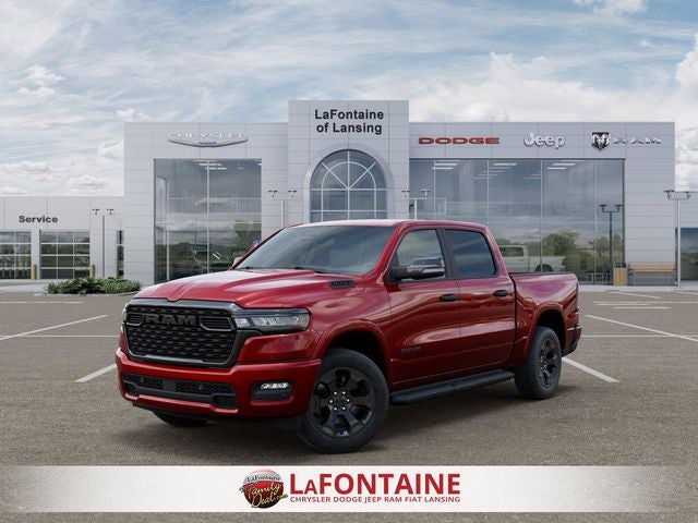 2026 RAM Ram 1500 RAM 1500 BIG HORN CREW CAB 4X4 5'7' BOX in Molten Red Pearl-Coat Exterior Paint — front three-quarter view