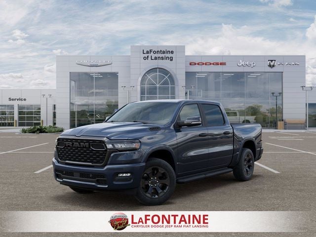2026 RAM Ram 1500 RAM 1500 BIG HORN CREW CAB 4X4 5'7' BOX in Forged Blue Metallic Exterior Paint — front three-quarter view