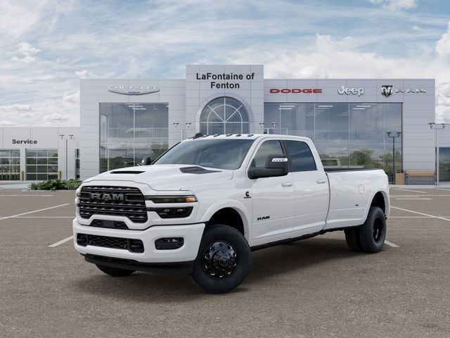 2026 RAM Ram 3500 RAM 3500 LIMITED CREW CAB 4X4 8' BOX in Bright White Clear-Coat Exterior Paint — front three-quarter view