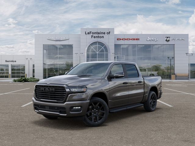 2026 RAM Ram 1500 RAM 1500 LARAMIE CREW CAB 4X4 5'7' BOX in Granite Crystal Metallic Clear-Coat Exterior Paint — front three-quarter view