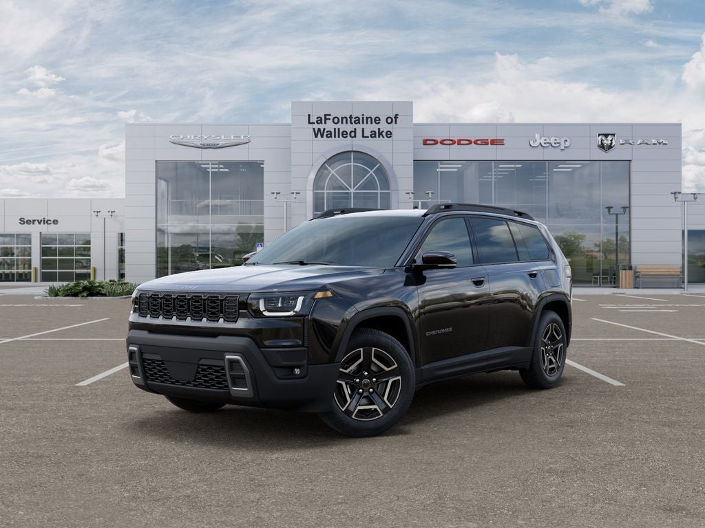 2026 Jeep Cherokee CHEROKEE LIMITED 4X4 in Diamond Black Crystal Pearl-Coat Exterior Paint — front three-quarter view
