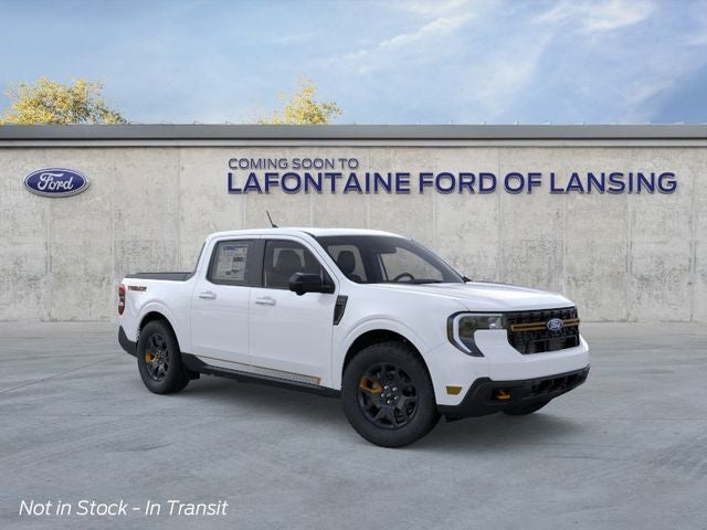 2026 Ford Maverick Tremor in Oxford White — front three-quarter view