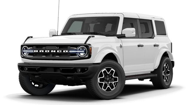 2026 Ford Bronco Outer Banks Matte Black in Oxford White — front three-quarter view
