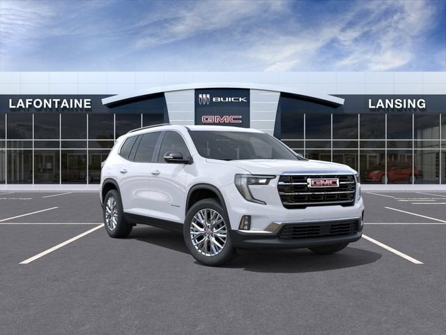 2026 GMC Acadia Elevation in Summit White — front three-quarter view