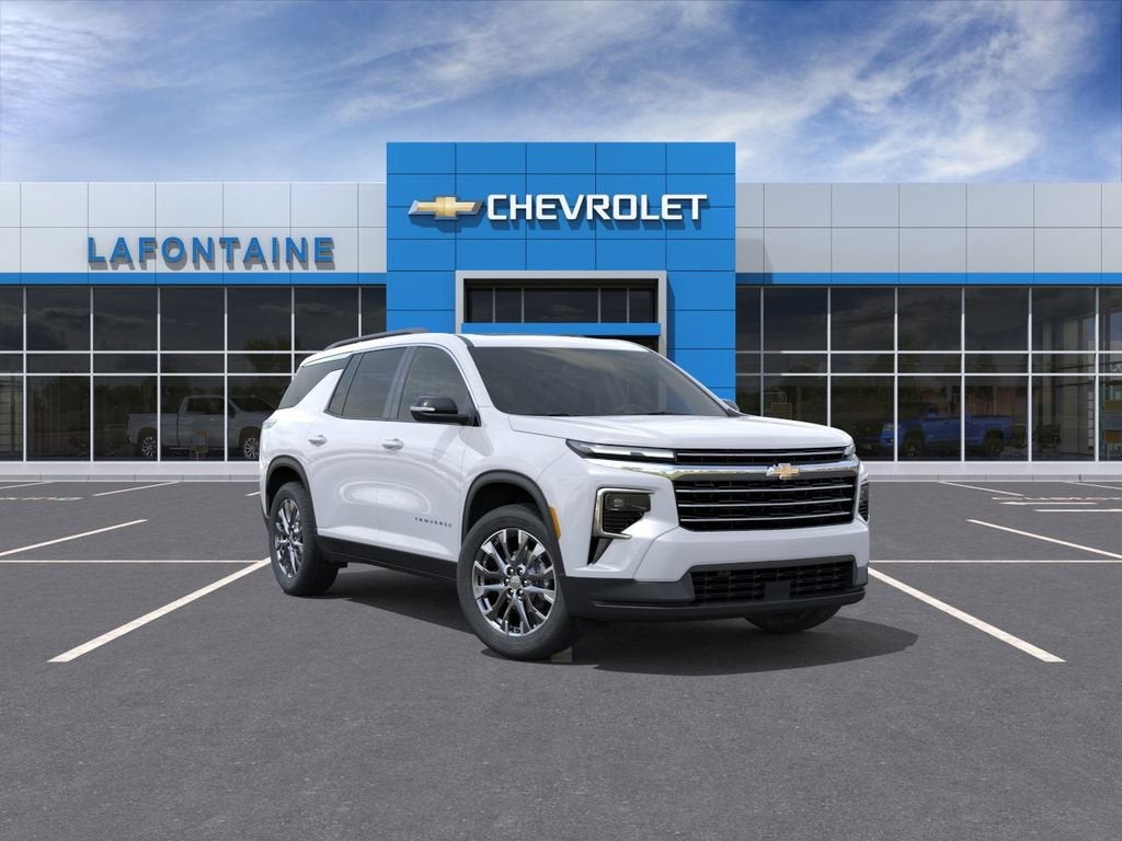 2026 Chevrolet Traverse LT in Summit White — front three-quarter view